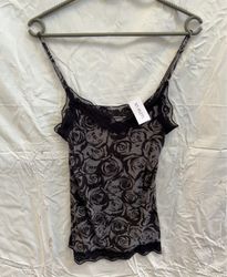 Lace Trim Camisole with Rose Print