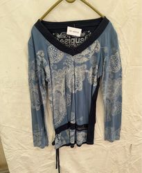 Diesel Printed V-Neck Long Sleeve Blouse