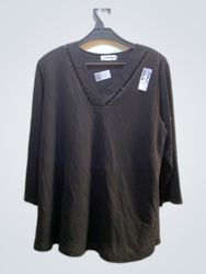 Calvin Klein Black V-Neck Blouse