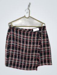 Unbranded Black and Red Plaid Wrap Mini Skirt