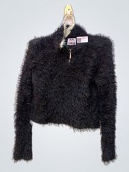 Black Fuzzy Cropped Sweater