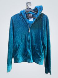 Juicy Couture Teal Velour Zip-Up Hoodie