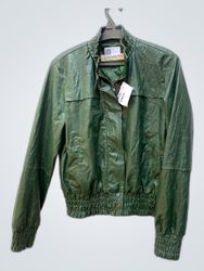Zara Green Cropped Bomber Jacket