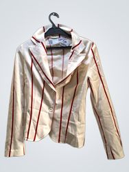 Vera Wang White and Red Striped Blazer