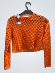 Oranges Mesh Langarmoberteil