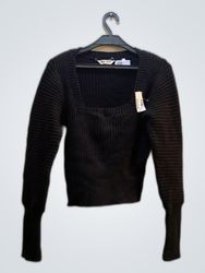 Black Ribbed Long-Sleeve Sweater