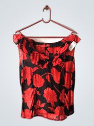 Red and Black Floral Blouse