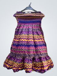 Faith Vintage Purple, Pink, and Yellow Zig Zag Dre..