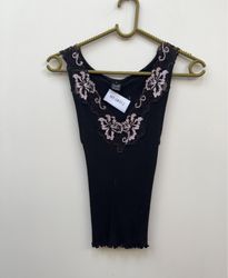 Oscalito Black Lace Trim Top