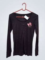 Naf Naf Black Long-Sleeve Embroidered Top
