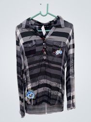 Desigual Long-Sleeve Plaid Shirt with Floral Embro..