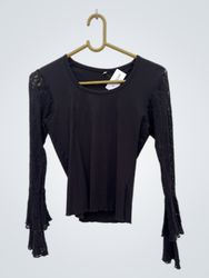 Black Lace Sleeve Top