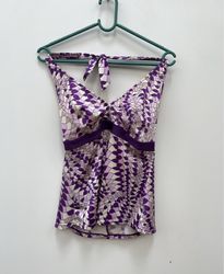 Purple Patterned Halter Top