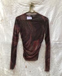 Blusa de Malha Pregueada de Manga Longa