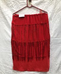 Red Skirt with Beaded Fringe