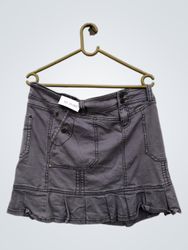 dby d.e.m.o. grey denim mini skirt with pleats