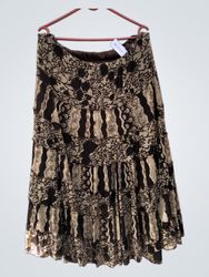 Tiered Maxi Skirt with Abstract Print