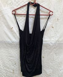 Black Halter Top with Sequins