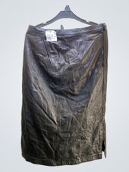 Saia midi de couro preto FaithVintage