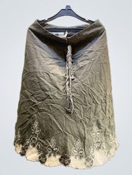 Saia Midi Bordada Verde Oliva FaithVintage