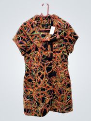 Woven Abstract Pattern Short Sleeve Jacket