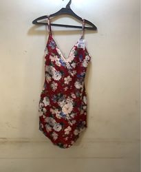 FaithVintage Red Floral Slip Dress