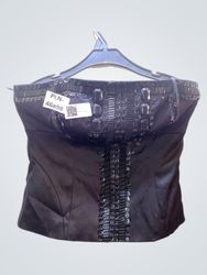 Black Beaded Strapless Corset Top