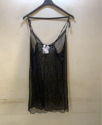 FaithVintage Black Mesh Slip Dress
