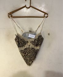 Leopard Print Cami with Lace Trim