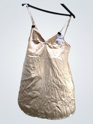 FaithVintage Champagne Slip Dress with Black Bows
