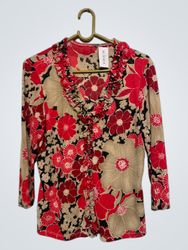 Floral Print Ruffle Blouse