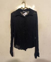 Camisa Preta Transparente com Botões