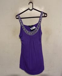 Purple Embellished Tank Top