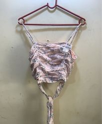 FaithVintage Pink Floral Ruched Crop Top