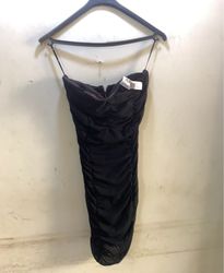 Black Ruched Strapless Dress