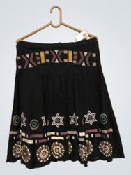 Desigual Black Skirt with Geometric Print