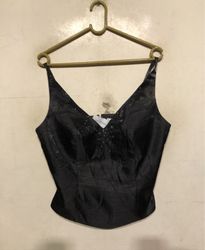 Unique Black Beaded Spaghetti Strap Top