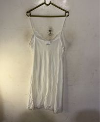 White Lace Trim Slip Dress