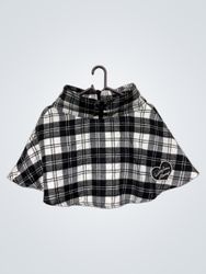 Black and White Plaid Cape with Heart Detail