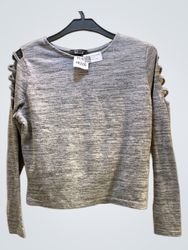 New Look Grey Long Sleeve Cut-Out Top