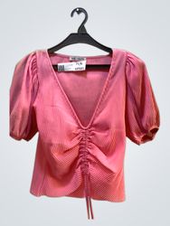 ZARA Haut à manches bouffantes froncé rose