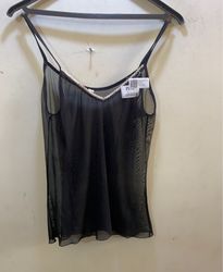 FaithVintage Black Sheer Camisole with Lace Trim