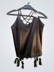 Black Cami Top with Tassels
