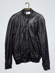 SELECTED / HOMME Black Leather Bomber Jacket