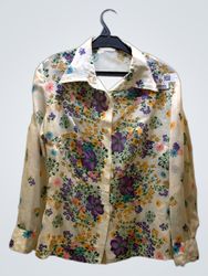 FaithVintage Floral Print Button-Up Shirt