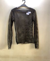 FaithVintage Black Fishnet Long Sleeve Top