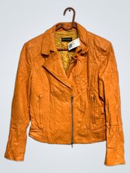 BLACKY DRESS Veste en cuir orange