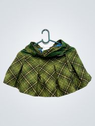 Jupe à carreaux verts avec doublure bleue