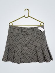 Saia Mini Plissada xadrez Cinza