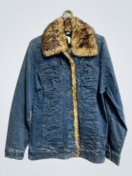 Jeansjacke mit Fellkragen